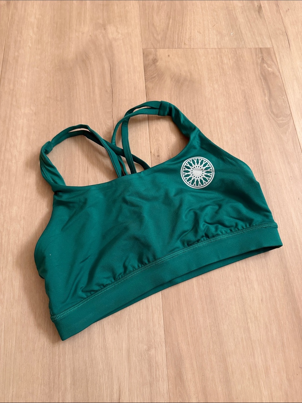 lululemon athletica Soulcycle Green Strappy Sports Bra with Emblem